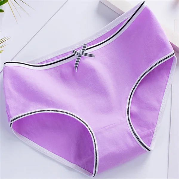 023-Violet Женские трусы из чистого хлопка, новинка, яркие однотонные, милые, маленькие, свежие, большие, женские трусы 023 - Цвет: 023-Violet