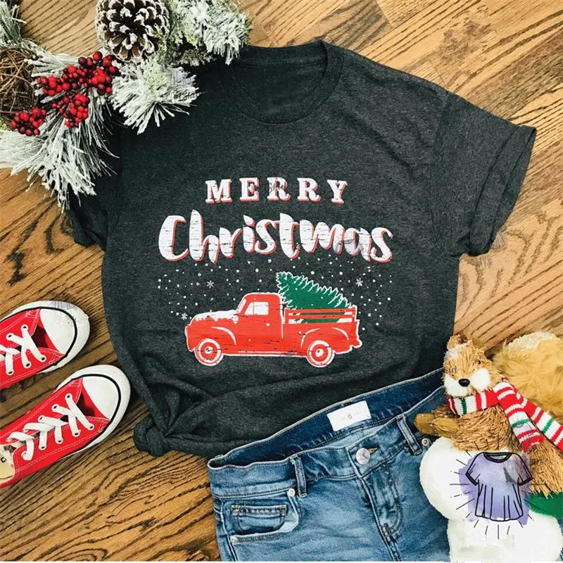 Милая семейная футболка одежда для мамы и дочки Рождественская футболка для мамы и ребенка топы с короткими рукавами, Одинаковая одежда детская Рождественская одежда