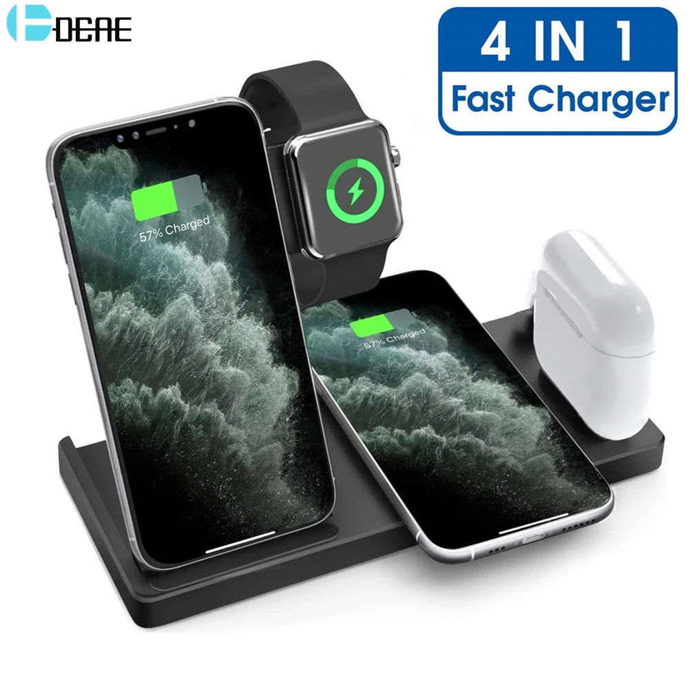 25W Qi Wireless Charger 4 in 1 Fast Charging Station for Apple Watch 6 SE 5 4 3 iPhone 12 11 XS MAX XR X 8 Airpods Pro Stand Pad