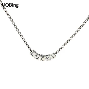 

Vintage Thai Silver 925 Lucky Square Beads Choker Necklaces For Women Birthday Gifts Jewelry