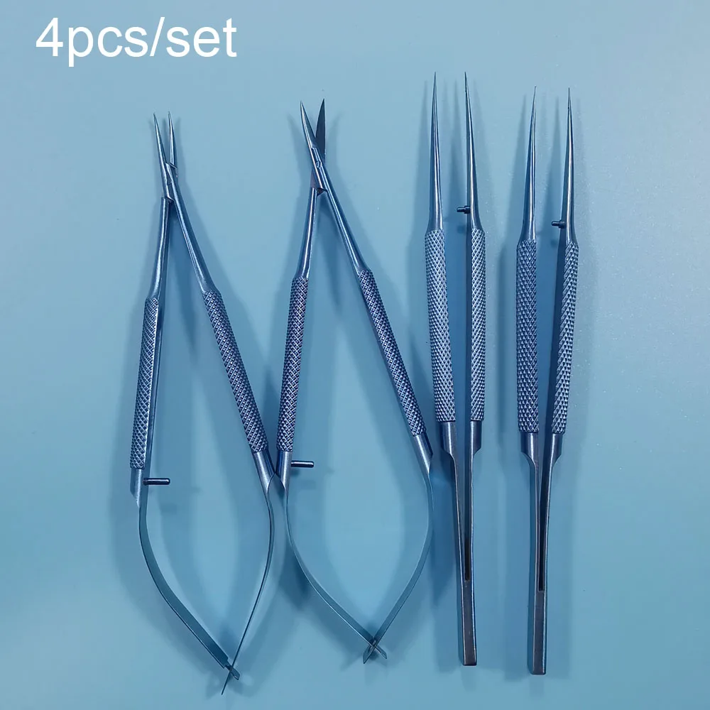 Conjunto de Suporte de Agulha de Forcep Instrumentos de Liga de Itanium de 12cm Scissor Instrumentos Oftálmicos 1 Instrumentos p pálpebra