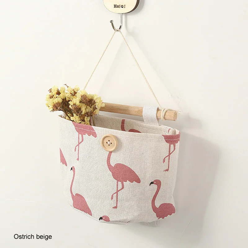 ostrich beige Милый мультяшный Фламинго стены двери шкаф подвесная сумка Декор Кухня Ванная комната подвесная всякая всячина сумка-Органайзер игрушка - Цвет: ostrich beige