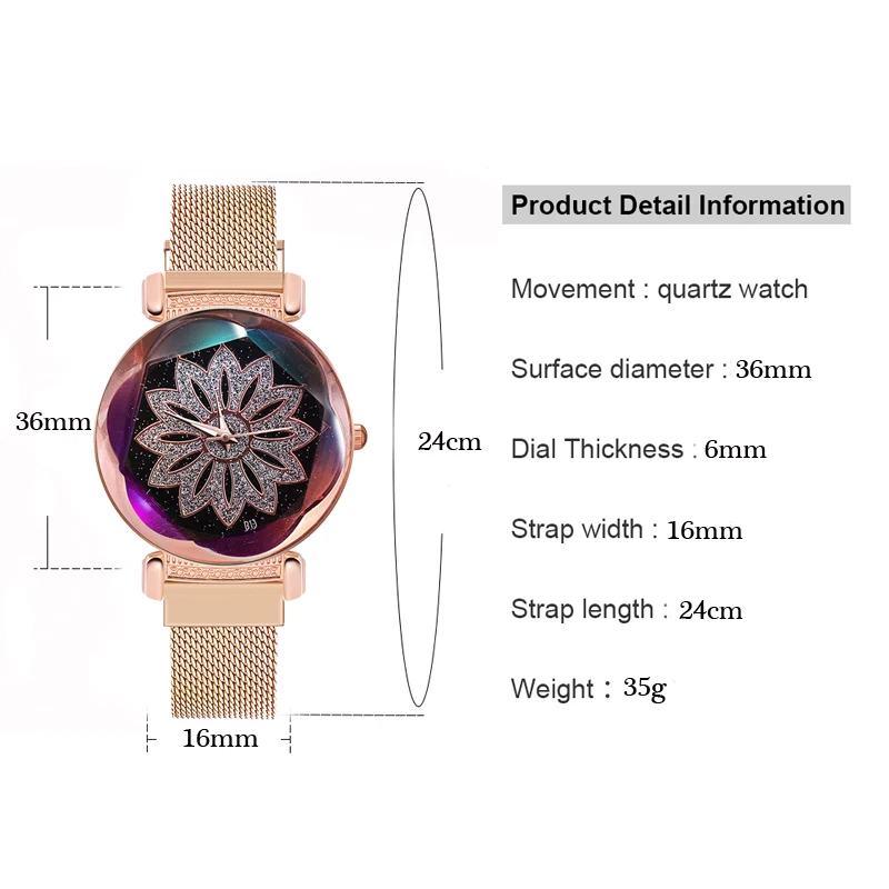 Роскошные женские часы с сетчатой магнитной пряжкой звездное небо креативные цветы цветной циферблат Дамская Мода Подарки деловые изящные часы
