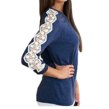 

Womens Shirt Spring Summer Blusas Office Lady Elegant Loose Tops Lace Sleeve Lace Long Sleeve Tunic Shirts Office Tops F11