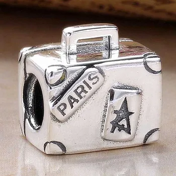 

Original Vintage Suitcase Silver Travel Charm Fit 925 Sterling Silver Bead Charm Bracelet Bangle Diy Jewelry