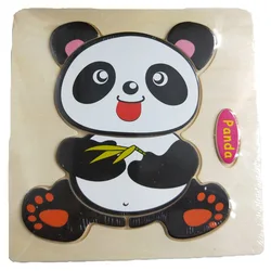 Wooden Cartoon Animal Jigsaw Puzzle Board Game for Children - Montessori Educational Toy (Panda)