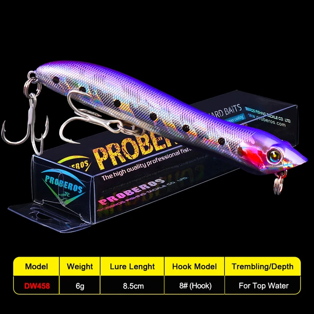 PROBEROS Popper Fishing Lures 9 Colors Bass Baits 0.21oz-6g Top