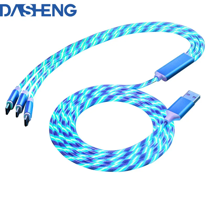 

LED Micro USB Type C Glowing Charging Cable 3 in 1 For Iphone X Huawei Xiaomi Redmi Note 5/5A Cell Phone Charger Cable