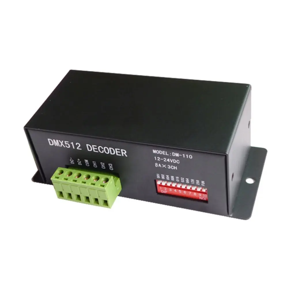 Dm-110 3 Ch Easy Dmx декодер постоянного напряжения Dc9-24V вход 3Ch* 5A выход с Dip переключатель Декодер контроллер