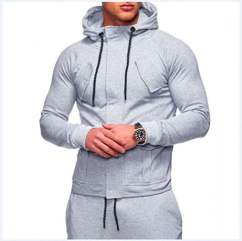 80% OFF ZOGAA Autumn Tracksuit Men Casual Solid Hoodies+Pants Two Pieces Set Men's Sweatshirts Sportswear Drawstring Pants Sweatsuit