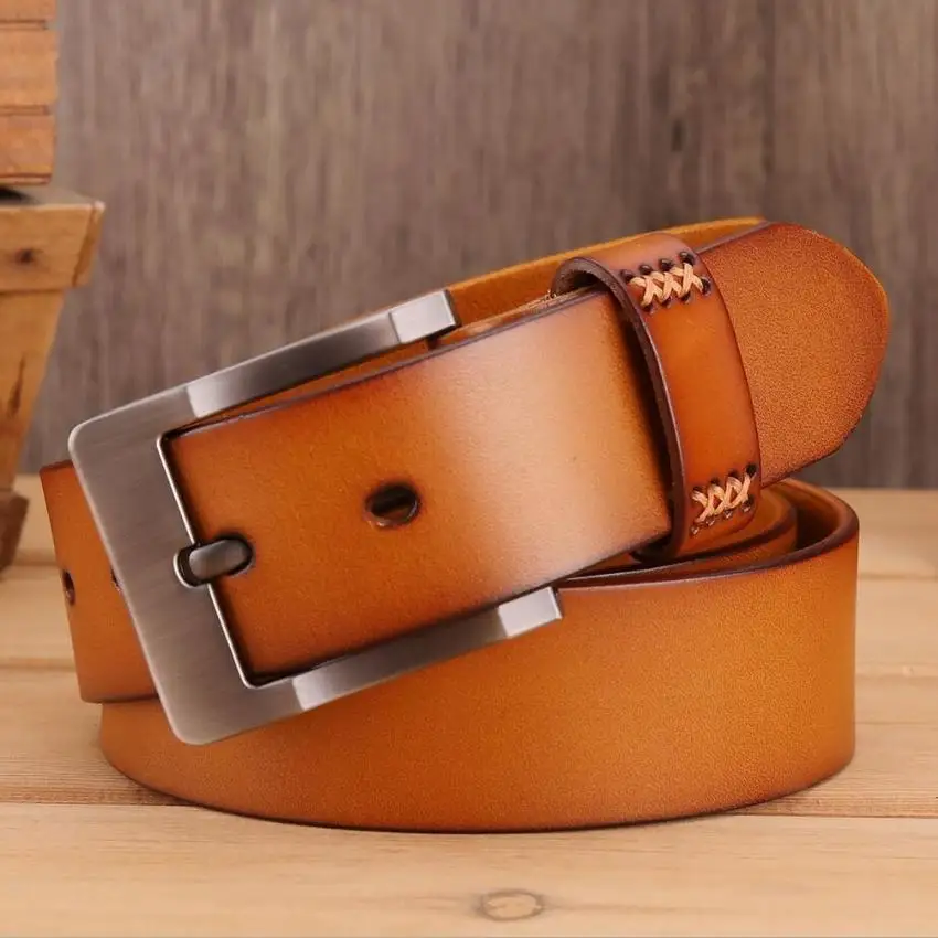 Pin Buckle Genuine Leather Simple Style Belt Designer Cowskin Male Jeans Belt Real Leather minimalist Strap Waistband XKS188