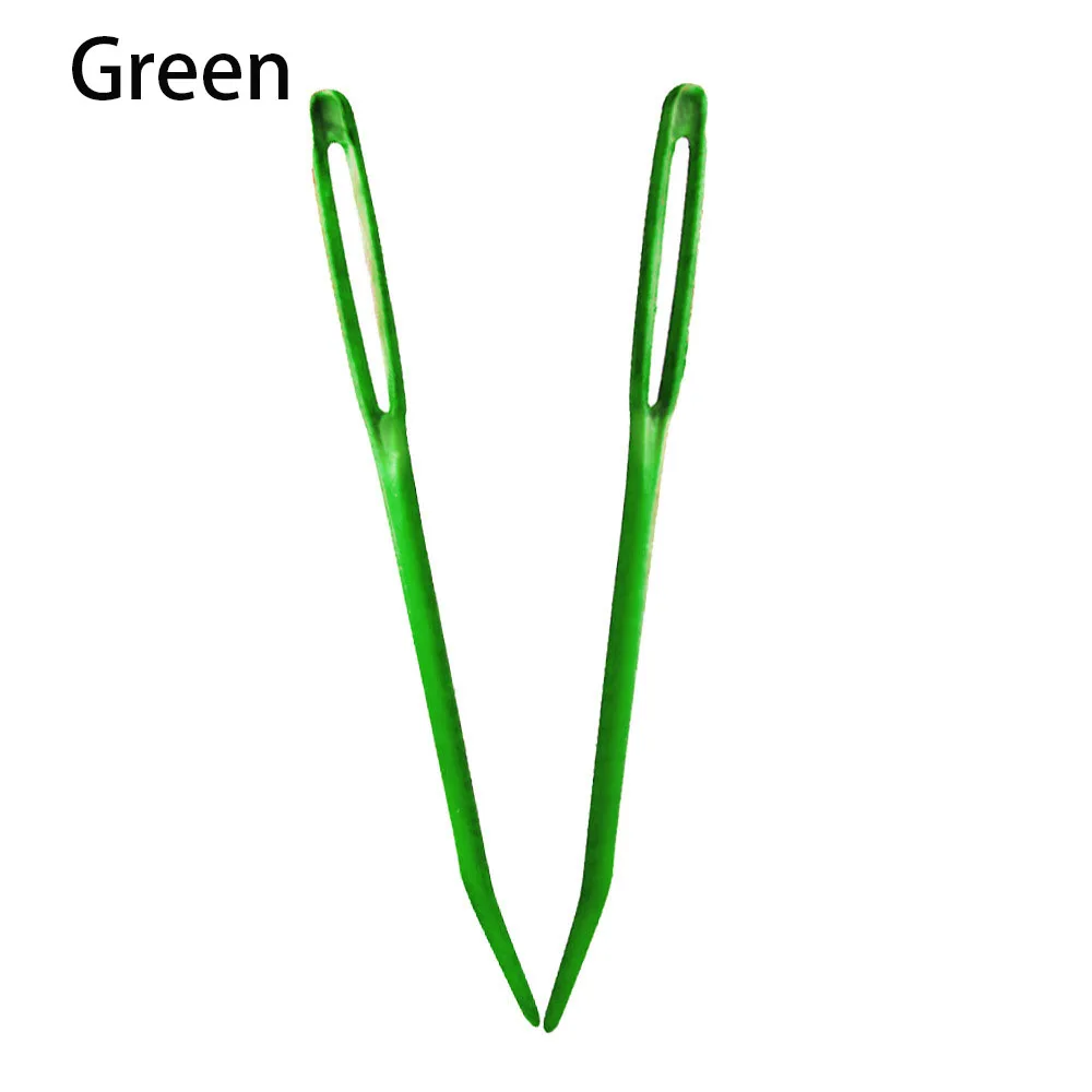 green 2 шт., алюминиевые гобелены с изогнутым кончиком, штопальные спицы для вязания, рукоделие, рукоделие, шитье, изогнутая игла, большой глаз, пряжа, спица для вязания - Цвет: green
