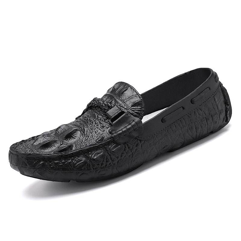 Men Casual Leather Shoes Italian Fashion Snake Skin Loafers designer Male Dress Moccasins Homme Tide Men Peas Shoes Lazy Shoes (4)