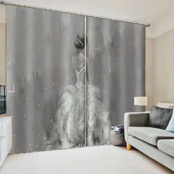 

Grey beauty curtains 3D Window Curtains For Living Room Bedroom Customized size Decoration curtains