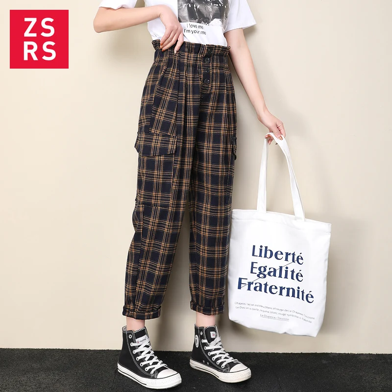 Zsrs японские Харадзюку повседневные штаны женские 2019 модные на шнуровке с высокой