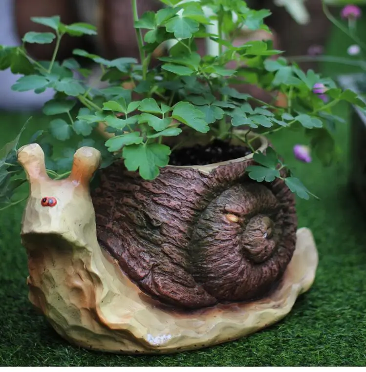 

Pastoral Animal Flower Pot Prnaments Resin Creative Cute Rabbit Snail Gardening Succulent Potted Decoration Outdoor Garden Craft