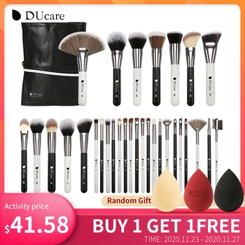 

DUcare 31PCS Makeup Brushes with Bag Natural goat hair Brush Foundation Powder Concealer Contour Eyes Blending Brush (Panda Kit)