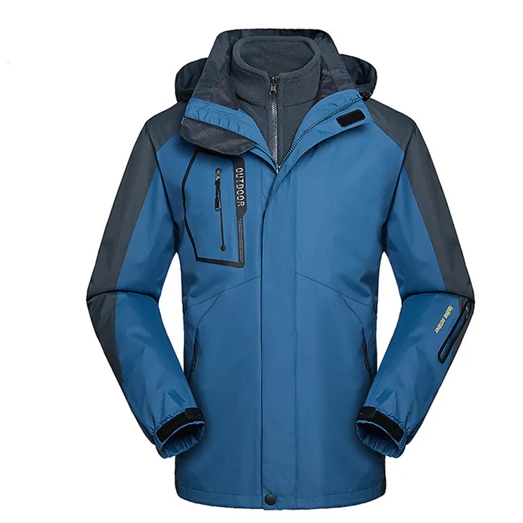 Mountainskin для мужчин и женщин зимние 2 шт. флисовые походные куртки для спорта на открытом воздухе Кемпинг Треккинг термо лыжное пальто VA644 - Цвет: Men Denim Blue