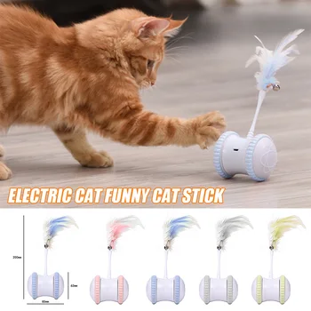 

Newest Electric Robotic Cat Toys With Feathers Automatic Steering Rotating USB Charging for Cat Kitten