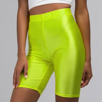 

2020 Women Shorts Sporty Bike Trourse High Elastic Waist Slim Fitness Bicycle Cycling Shorts Sexy Fluorescent Neon Shorts M0090