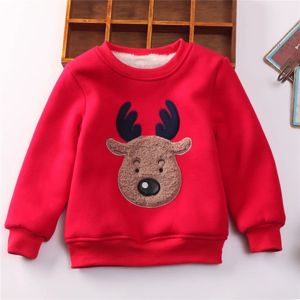 Рождественский свитер для маленьких девочек и мальчиков; толстовки с капюшоном; Повседневная Флисовая теплая зимняя одежда с длинными рукавами и принтом лося для девочек; толстовки с капюшоном