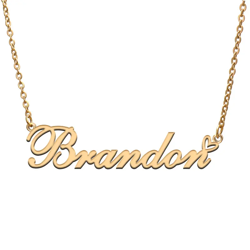 

Love Heart Brandon Name Necklace for Women Stainless Steel Gold & Silver Nameplate Pendant Femme Mother Child Girls Gift