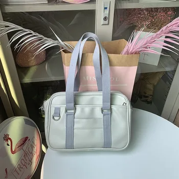 

Campus Wind Handbag Student Uniform Shoulder Bag PU Women's Simple Leisure Handbag Unisex Shoulder Bags