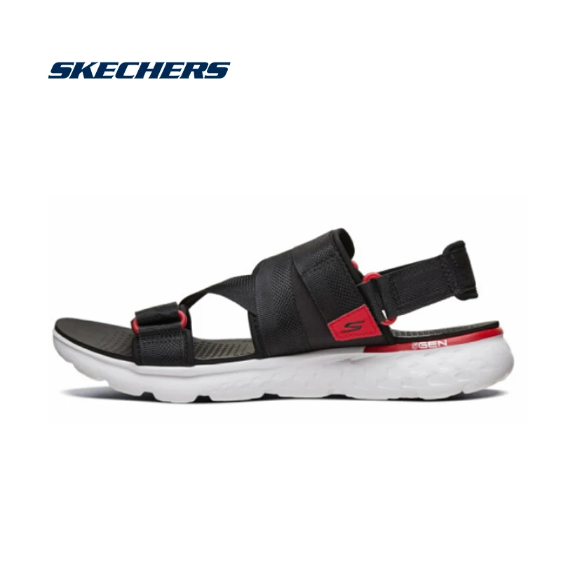 Сандалии Skechers, мужские летние удобные пляжные сандалии, легкие на плоской подошве, брендовые роскошные удобные сандалии высокого качества 54263 BKRD|Сандалии| | АлиЭкспресс