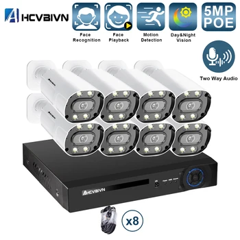 

8CH 5MP NVR Kit POE Security Camera System Outdoor Waterproof Two-way Audio IP Camera IR-Cut CCTV Video Surveillance System