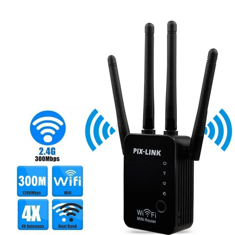

Wifi Wireless Repeater Router WLAN Signal Amplifier 2.4G ISP WiFi Range Extender PIX-Link 300Mbps WISP / Router / AP / New
