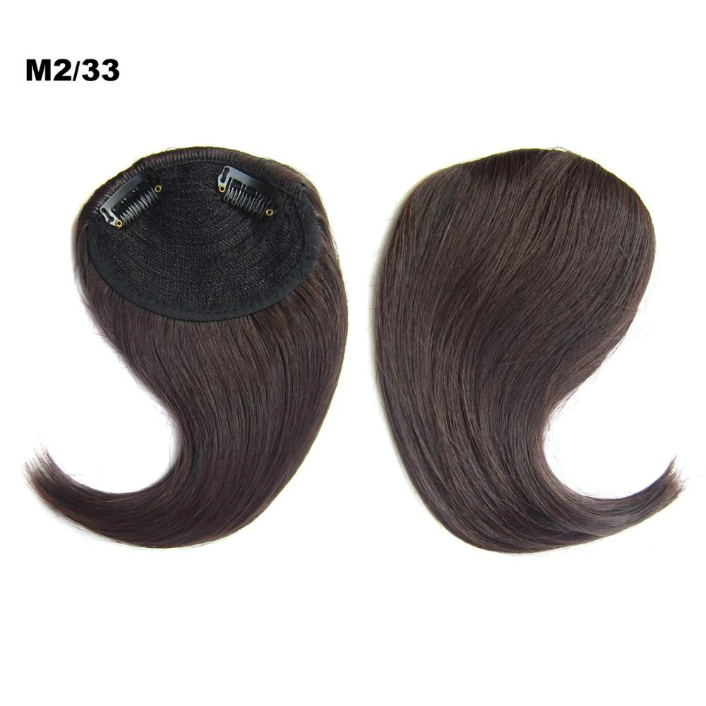 Similler Clip in Hair Bangs Fringe Hair Extensions Dark Brown Synthetic Hairpiece For Women High Temperature Fiber - Цвет: M233