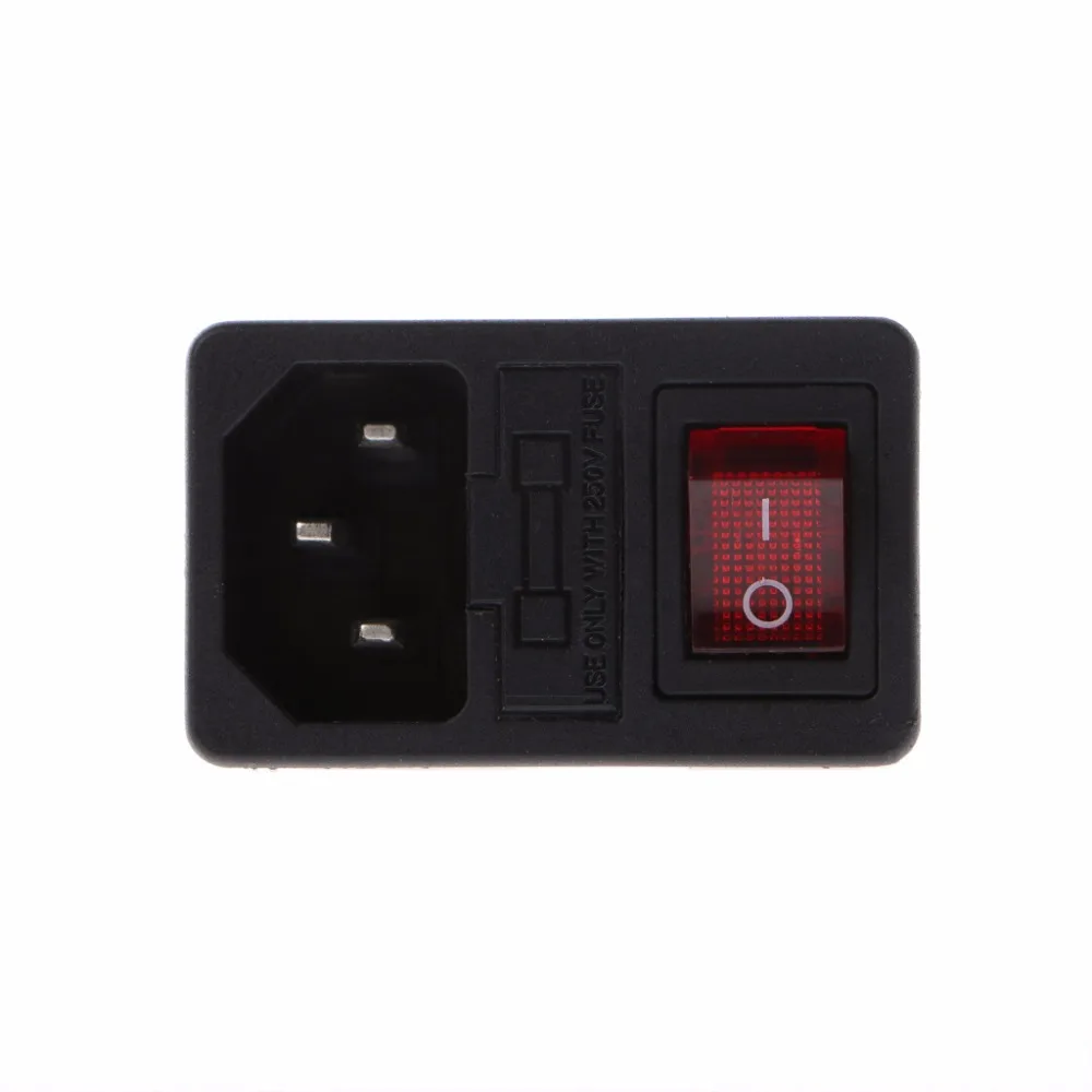 

6A 250V 10A 125V SPST Rocker Switch 3 Pin IEC320 C14 Inlet Module Plug Fuse Switches Accessories