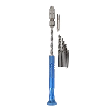 

Semi-Automatic Mini Hand Drill+2Pcs Double Side Chuck+10Pcs Twist Drill Bits Drill Wood Model Manual 0.8-3mm Drill Bit