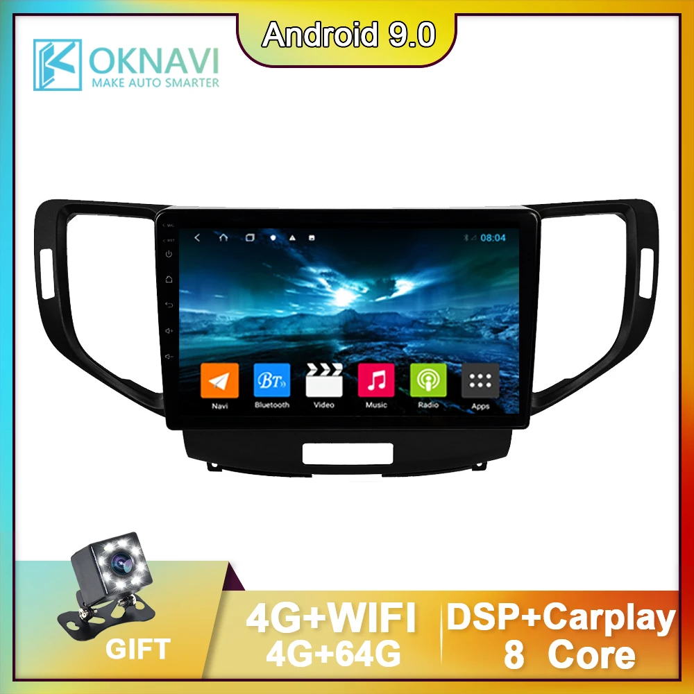 

Car Radio For Honda Accord 8 2008-2012 Autoradio Multimedia Video Player No DVD GPS Navigation 2 Din 9 Inch 4G WIFI DSP BT OBD