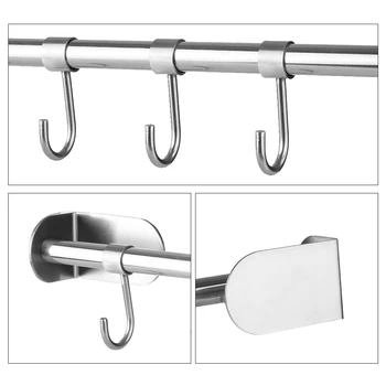 

Hot Kitchen Hanging Rod & Hook Kitchen Hanging Rack Rod Hook Rail Pot Pan Lid Holder Wall Mounted Sliding Hooks Hanging