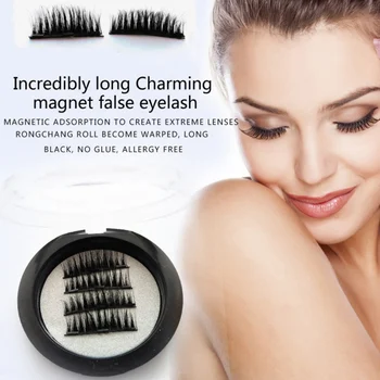 

3d Magnetic False Eyelashes Three Magnet Fake Eyelash Long-lasting Natural Curling Glue Free Eye Lashes Face Makeup Tool MKXJ