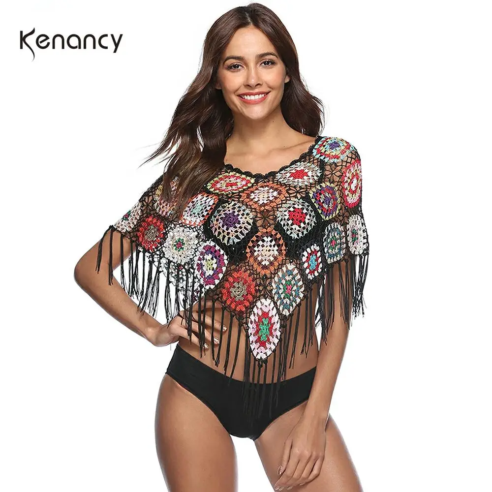 Женский топ с кисточками Kenancy Летняя Повседневная пляжная одежда крючком и