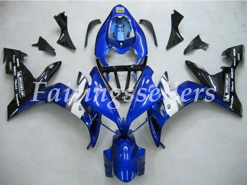 

4Gifts New Injection ABS Full Fairing Fit For Yamaha R1 2004 2005 2006 04 05 06 YZF R1 Full Fairings Kit Blue Black