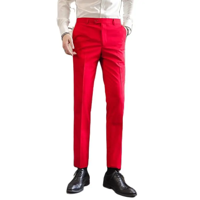 Men Formal Pants Elegant Man Office Work Pant Casual Polyester Fiber Trousers Men 17 Colors