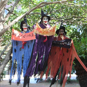 

Hot Halloween Skull Skeleton Hanging Ghost Electric Voice DIY Party Home Door Horror Haunted House Layout Prop Trick Or Treat