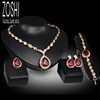 Women's Jewelry Set Wedding Party Water drop Red CZ Crystal Necklace Earrings Bracelet Ring High Quality Indian Gold Jewelry Set ► Photo 1/6