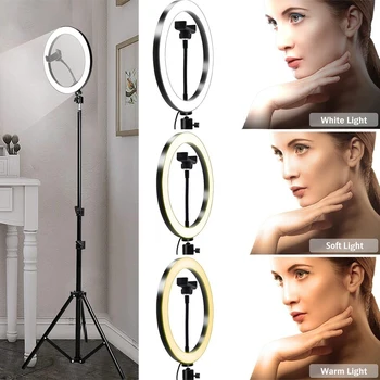 

10/12 Inch Photo Studio Ring Light Video LED Beauty RingLight Photography Dimmable Ring Lamp+Tripod For Youtube Selfie/Live Show
