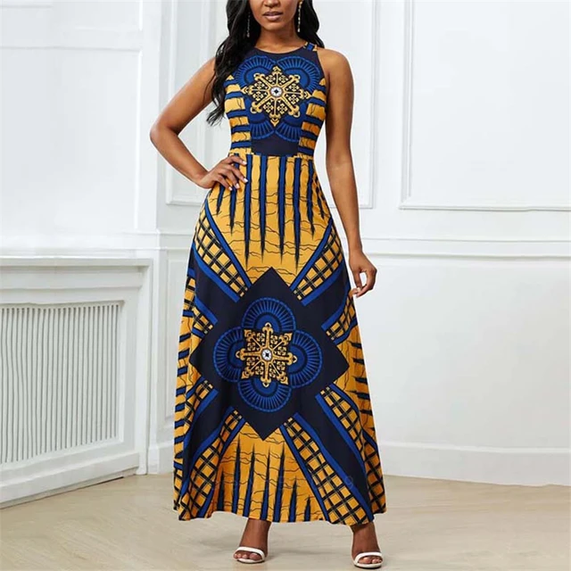 Eniola African Round Neck Maxi Gown - Image 2