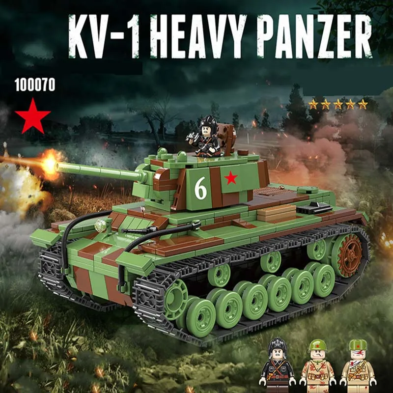

768pcs New LegoINGlys Military KV-1 Heavy Panzer Tank Ww2 Technic sets Soldier Weapons Building Blocks Bricks Toy for Boys Gifts