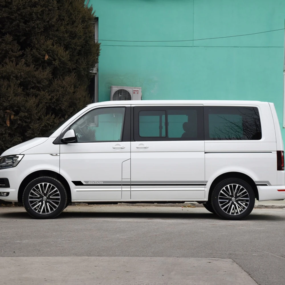 2 шт. наклейки для автомобильной боковой юбки для Volkswagen Multivan T5 T6 Автомобильная виниловая пленка наклейки для автомобиля Стайлинг автомобильные принадлежности для тюнинга