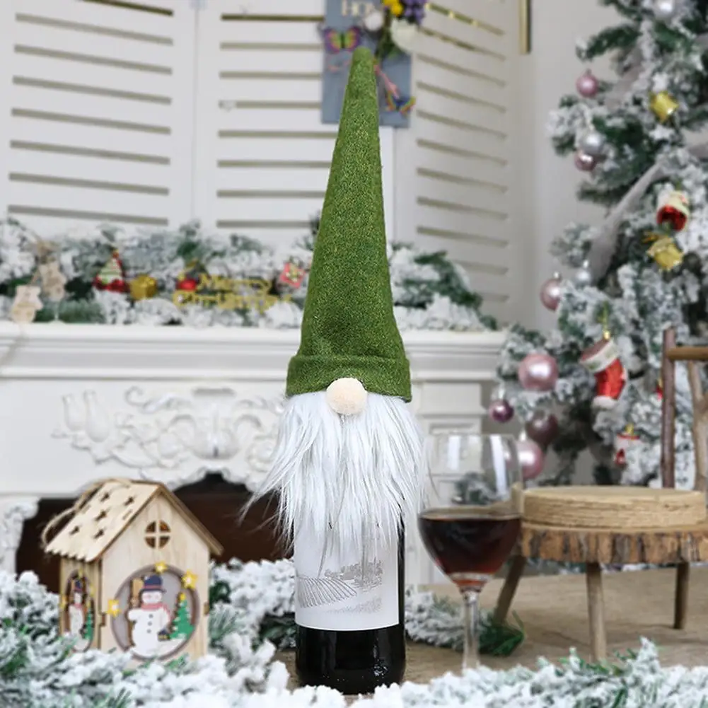 Рождественский красный зеленый серый Безликий кукольный футляр для бутылки вина нордическая земля Бог Санта Клаус для бутылок вина шампанского украшение крышки