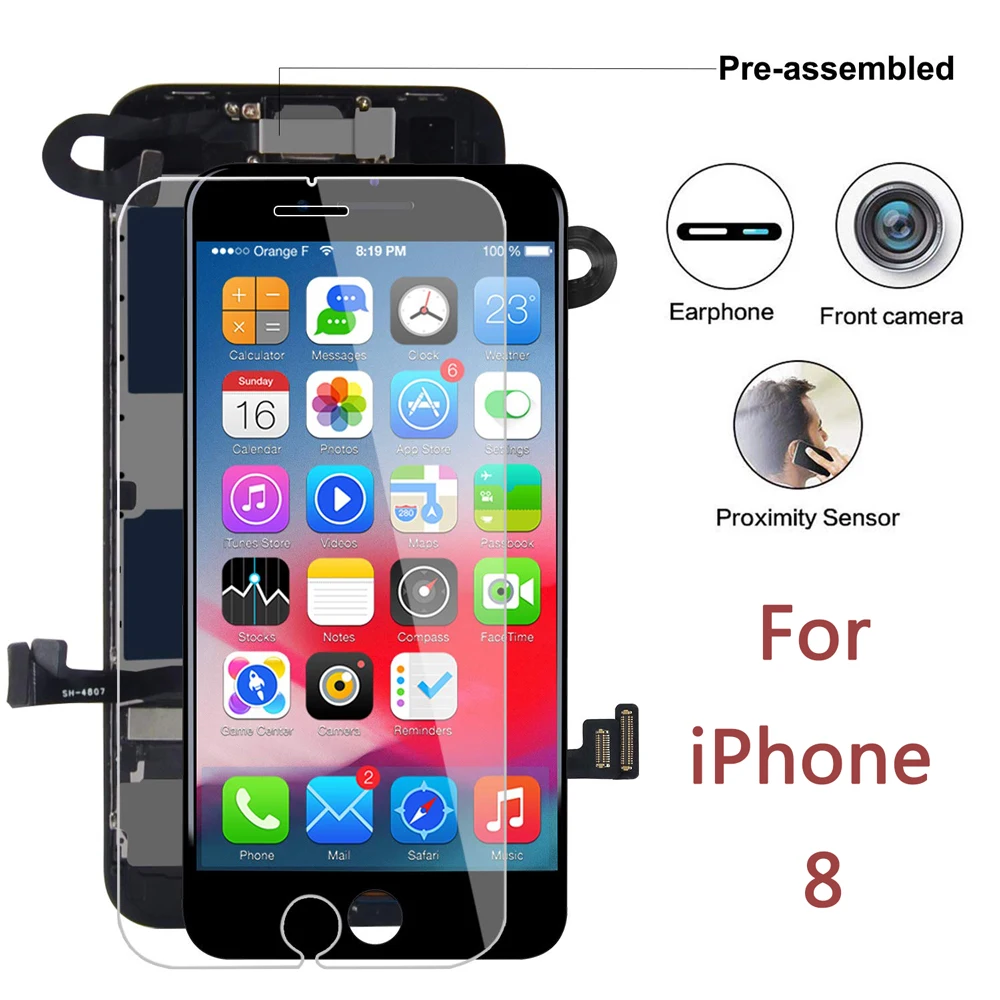 

AAA+ Screen LCD For iPhone 8 LCD OEM Display Digitizer Assembly Replacement For Iphone 8 with 3D Touch 100% Tested No Dead Pixel
