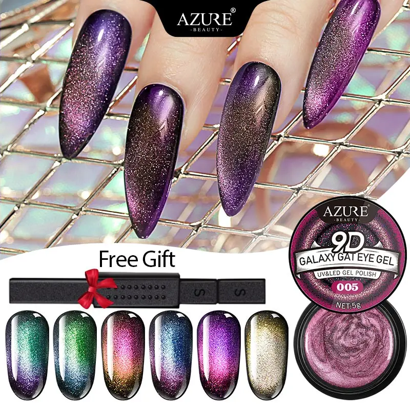 

AZURE BEAUTY 7Pcs/Lot Chameleon Galaxy Cat Eyes UV Gel Nail Polish Set Soak Off Chameleon Magnetic Led Nail Varnish Lacquer Kit