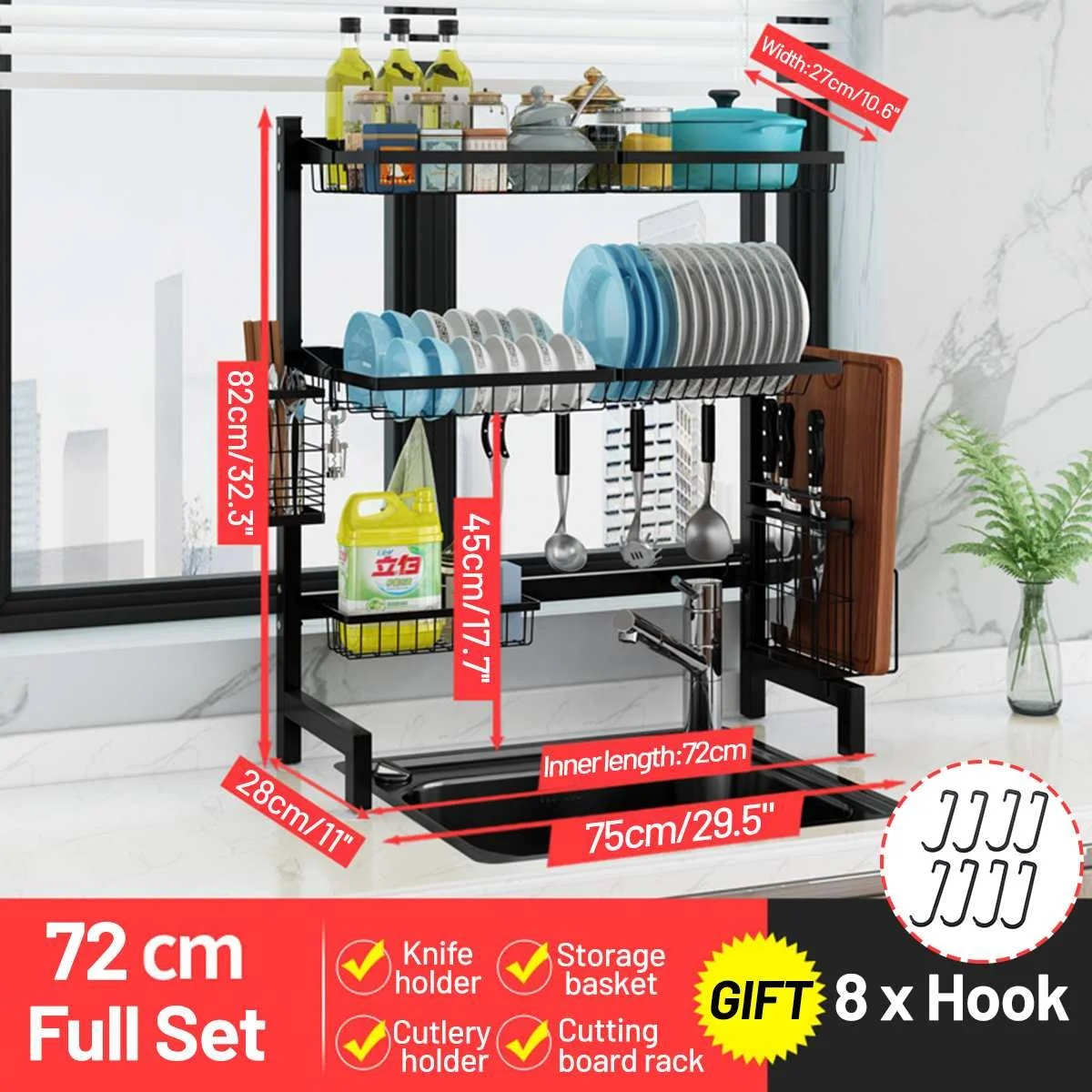 Буфет из нержавеющей стали стойка для хранения над раковиной буфет 72 см | Дом и