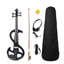 Электрический Скрипка 4/4 Электрический скрипки с сумкой чехол+ лук S Тип черный Цвет липа электрической скрипке